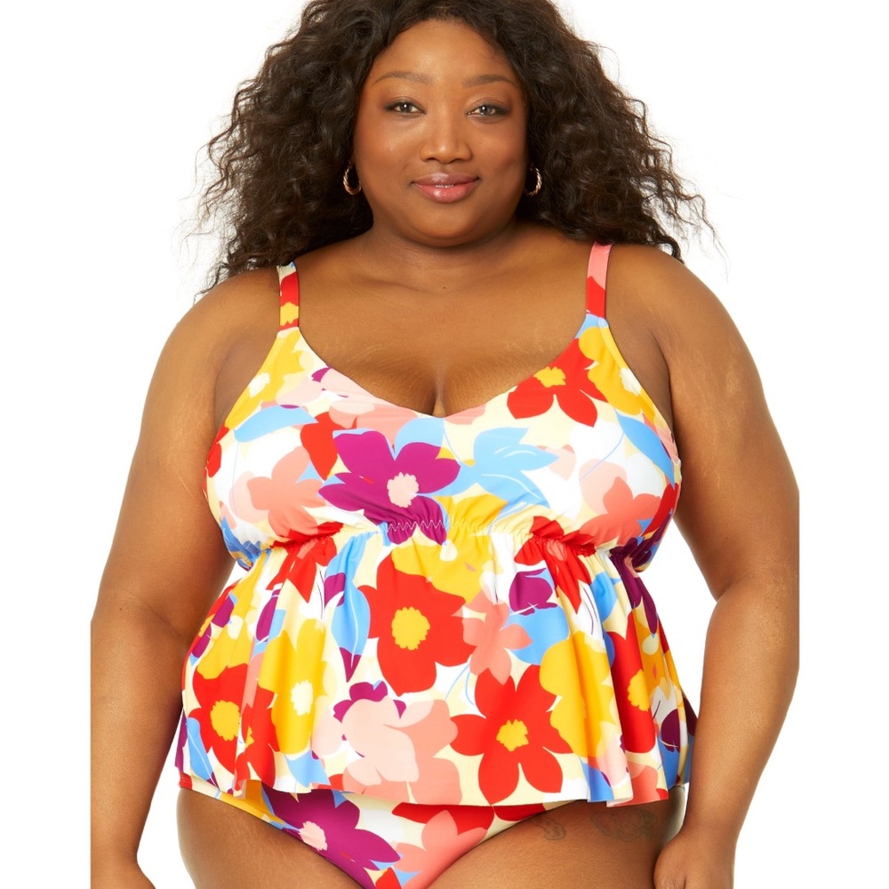 NWT Time and Tru Women's Plus Size Floral Tankini Top